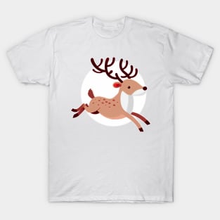 Light Reindeer Jumping - White Background T-Shirt